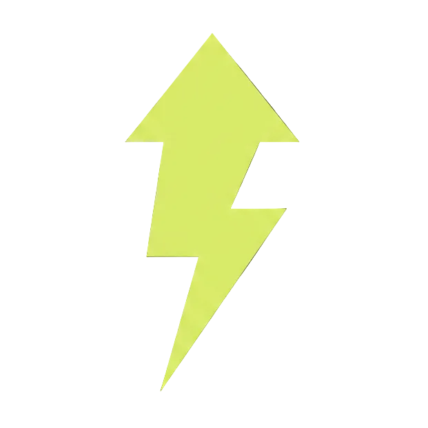 Gray lightning bolt with upward arrow on a white background