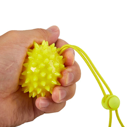 NEW SALE Durable 5.5CM TPR Spiky Massage Grip Ball With Rope String Spike Massager Trigger Point Hand Pain Relief Hedgehog Balls