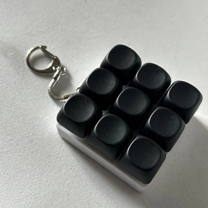 Relaxing DIY Keyboard Fidget Keychain Keycap Keys Button Finger Keyboard Cap 4/9Keys Relief Stress Clicker Toy Adult