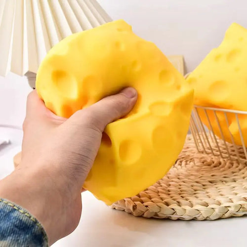 Cheese Novelty Squeeze Toy Soft Rubber Bouncing Sensory Fidget for Anxiety Relief Focus Training Relaxation Fun Cheese Shape