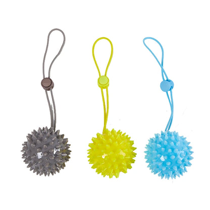 NEW SALE Durable 5.5CM TPR Spiky Massage Grip Ball With Rope String Spike Massager Trigger Point Hand Pain Relief Hedgehog Balls