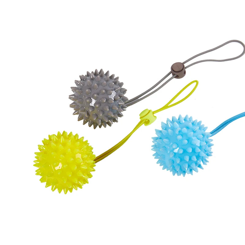 NEW SALE Durable 5.5CM TPR Spiky Massage Grip Ball With Rope String Spike Massager Trigger Point Hand Pain Relief Hedgehog Balls
