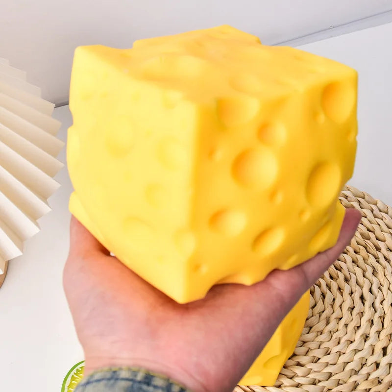 Cheese Novelty Squeeze Toy Soft Rubber Bouncing Sensory Fidget for Anxiety Relief Focus Training Relaxation Fun Cheese Shape