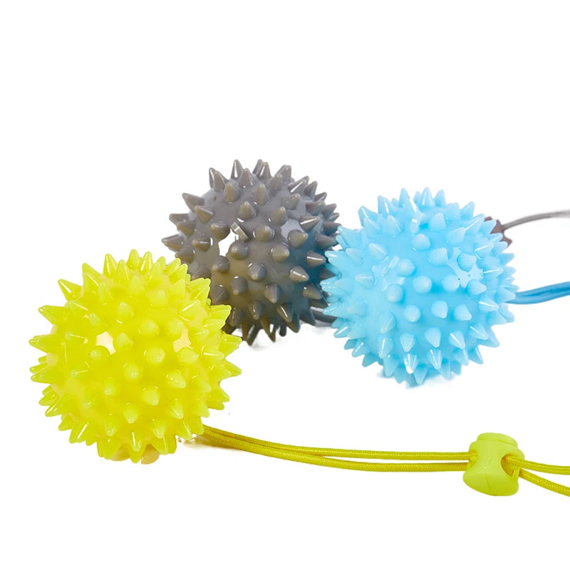 NEW SALE Durable 5.5CM TPR Spiky Massage Grip Ball With Rope String Spike Massager Trigger Point Hand Pain Relief Hedgehog Balls